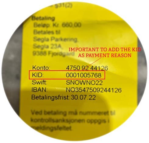 Norway parking fine how to pay